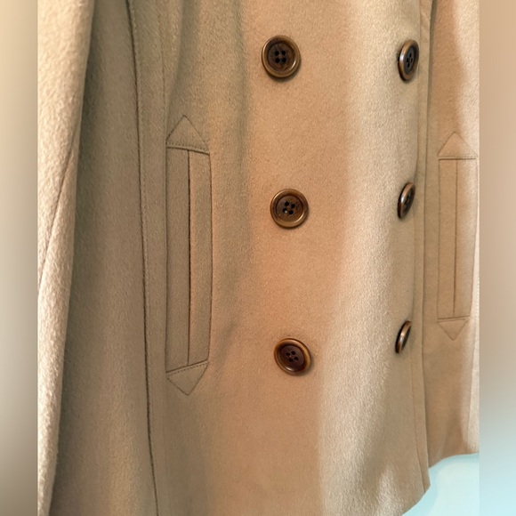 J CREW Women’s CAMEL TAN 100% Wool Pea coat size XL NWOT - Picture 2 of 6